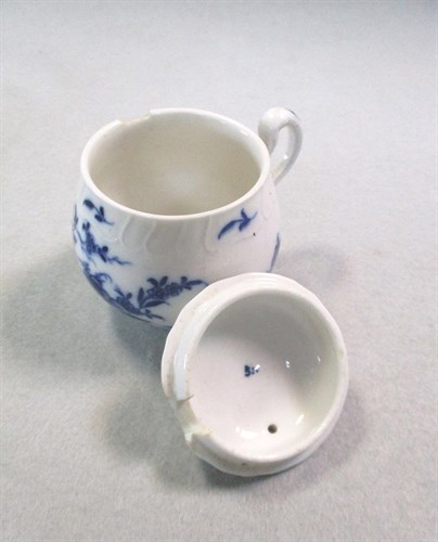 Lot 5 - A Tournai blue and white baluster custard cup...