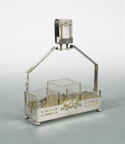 Lot 165 - A Jugendstil electroplated cruet frame
