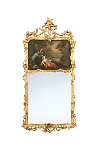 Lot 455 - A 20th century George III style gilt framed trumeau mirror