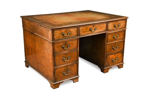 Lot 588 - A George III mahogany pedestal partners desk