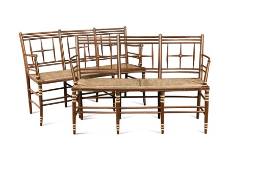 Lot 624 - A pair of late 19th century Arts & Crafts chair back settees