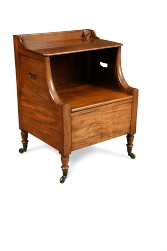 Lot 616 - A matched pair of George III mahogany night tables, (2)