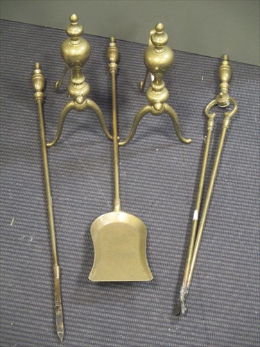 Lot 151 - Fireplace furniture; fire irons, andirons etc