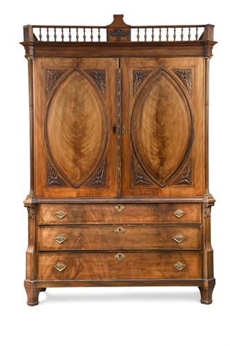 Lot 623 - A late 19th century Dutch Neo-Classical mahogany armoire, circa 1800