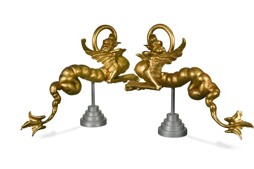 Lot 363 - A pair of carved giltwood Dragons