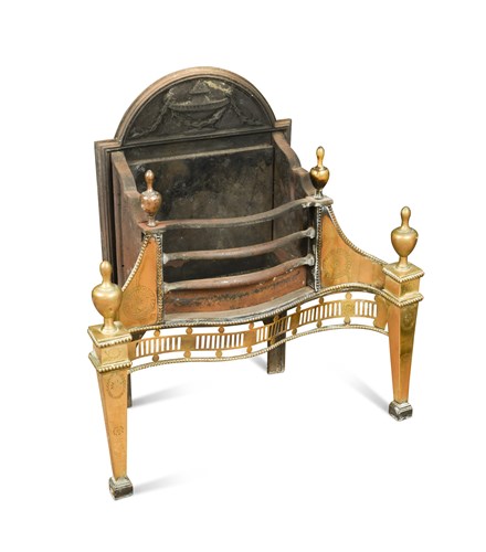Lot 545 - An 18th century brass and iron firegrate
