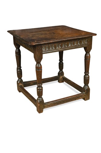 Lot 466 - A 17th century oak square top table
