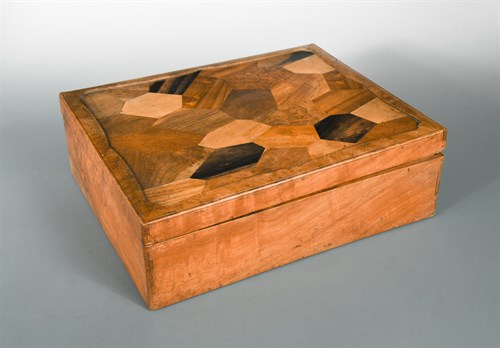 Lot 387 - A late 19th century specimen wood inlaid box,...