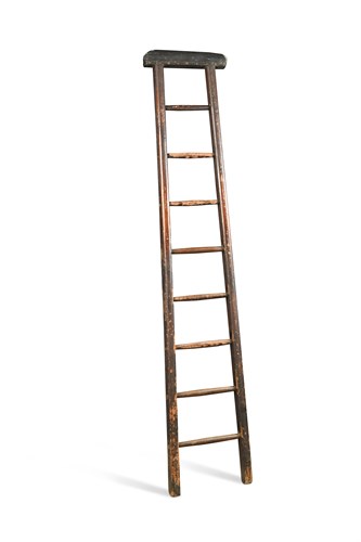 Lot 499 - A 19th century stained pine library ladder,...