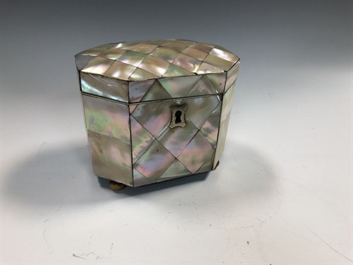 Lot 383 - A 19th century mother-of-pearl tea caddy