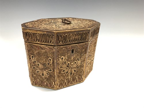 Lot 384 - A George III rolled paper tea caddy