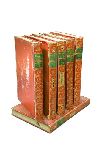Lot 398 - Six leather covered print boxes, formerly used at the Albertina Museum, Vienna