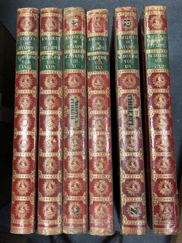 Lot 399 - Six leather covered print boxes, formerly used at the Albertina Museum, Vienna
