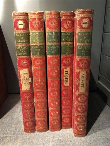 Lot 402 - Five leather covered print boxes, formerly used at the Albertina Museum, Vienna
