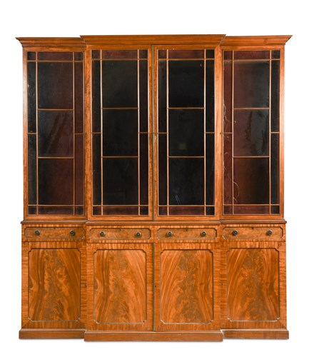 Lot 502 - A small late 19th century breakfront mahogany library bookcase