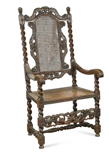 Lot 470 - A late 17th century walnut framed armchair