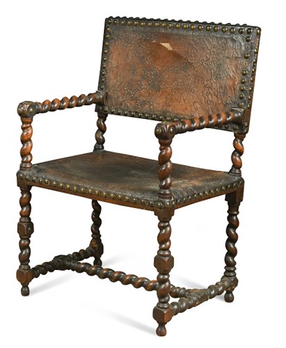 Lot 471 - A late 17th century walnut framed armchair,...