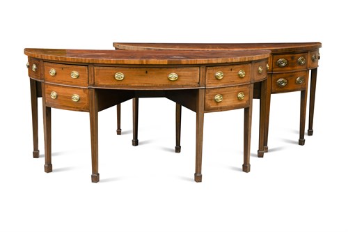 Lot 492 - A pair of late 18th century mahogany demi-lune sideboards