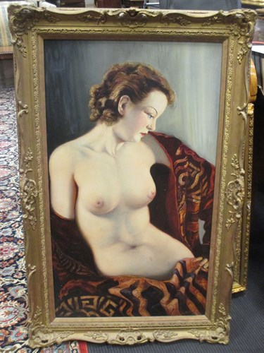 Lot 258 - English School - 20th century, Nude, oil...