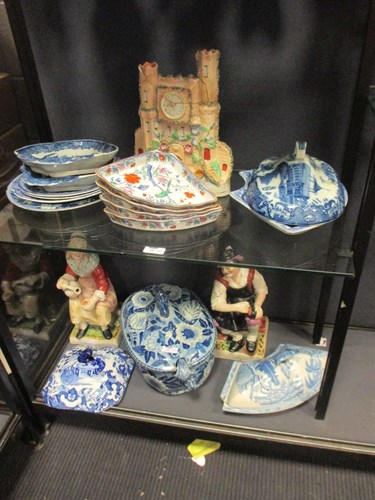 Lot 64 - Items of Staffordshire blue and white pottery,...