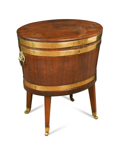 Lot 540 - A late 18th century brass bound mahogany wine cooler