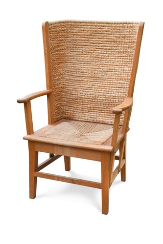Lot 256 - A 20th century pale oak Orkney chair