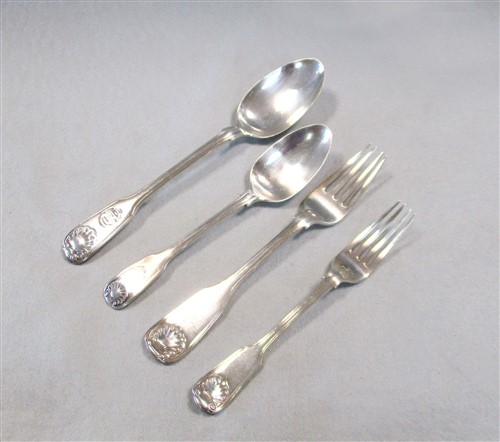 Lot 598 - A 40 piece harlequin set of 19th century silver flatware with one silver plated addition