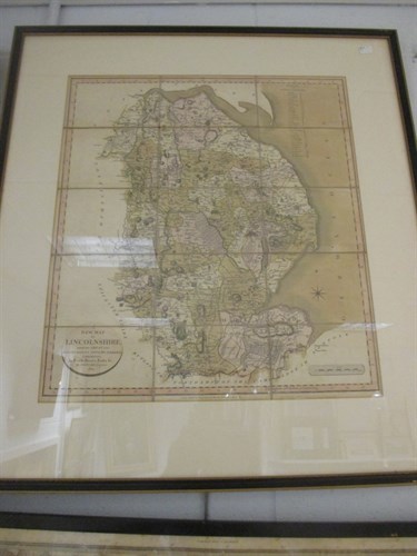 Lot 296 - An early 19th century 'New Map of Lincolnshire'...