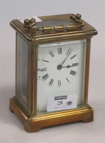 Lot 28 - A brass cased carriage clock