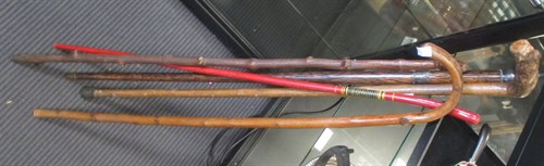 Lot 209 - A silver mounted walking cane and others
