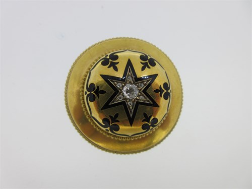 Lot 33 - A Victorian diamond and enamel double locket brooch / pendant