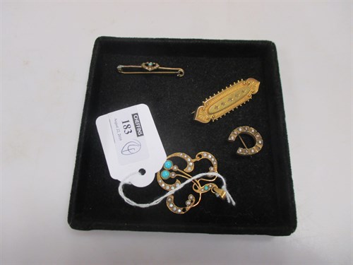 Lot 183 - A 15ct diamond set bar brooch, together with a...