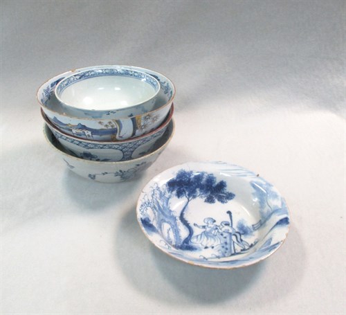 Lot 3 - A London Delft blue and white shallow bowl, probably Lambeth