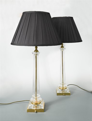 Lot 350 - A pair of modern glass columnar table lamps