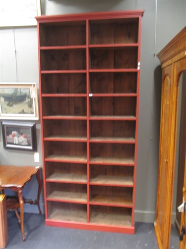 Lot 375 - An early 20th century painted pine bookcase....