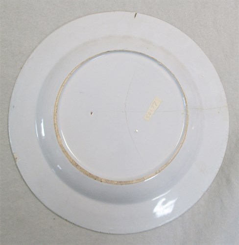 Lot 6 - A Delft polychrome plate, probably Liverpool