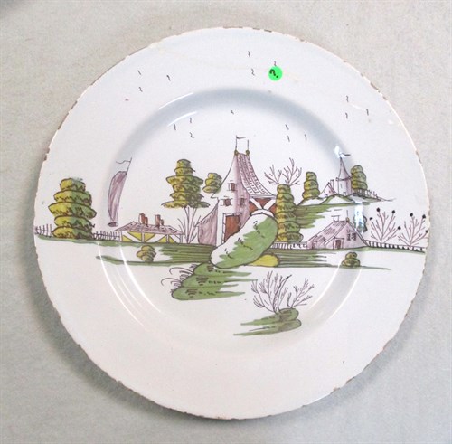 Lot 6 - A Delft polychrome plate, probably Liverpool