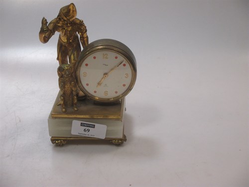 Lot 69 - 1960s Swiss mantel clock with jester and dog...