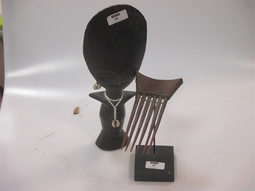 Lot 68 - Akuaba fertility figure, 32 cm high; and an...