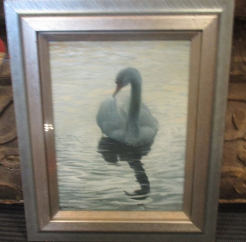 Lot 320 - Paul Staveley, Swan II, oil. 41 x 34 cm approx