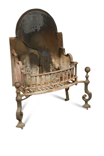 Lot 612 - A George II cast iron basket fire grate