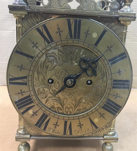 Lot 451 - A late Victorian brass lantern clock, in 17th century style