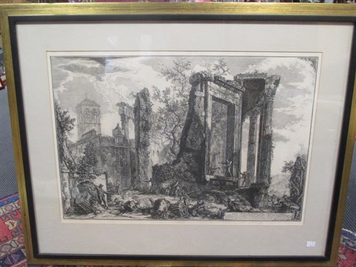 Lot 286 - Piranesi, etching of Roman buildings, a later...