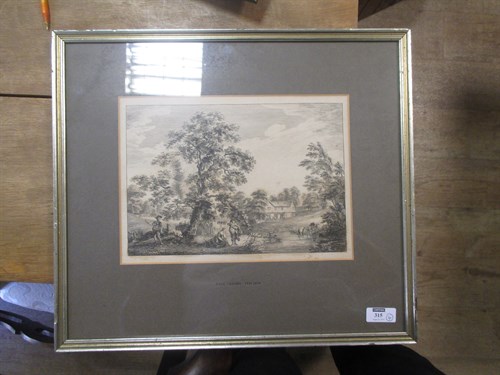 Lot 315 - Two prints after Paul Sandby and Jean Corot, a...
