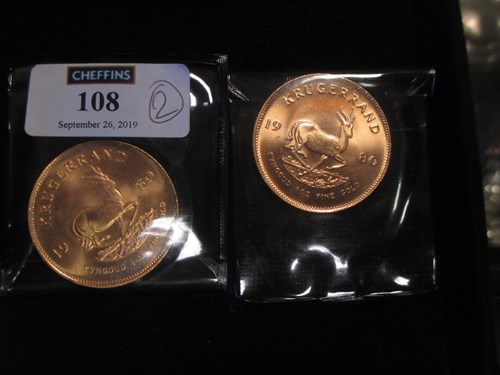 Lot 108 - Two full Krugerrand coins