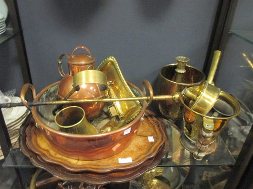Lot 57 - A collection of copper, brass and metalware,...