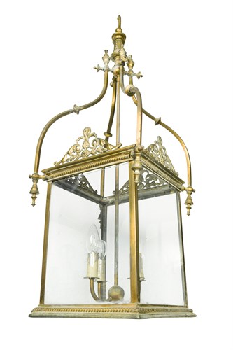 Lot 565 - A late 19th century brass hall lantern