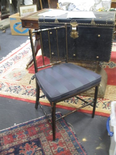 Lot 469 - A pair of Faux Bamboo Black Lacquer Chairs;...