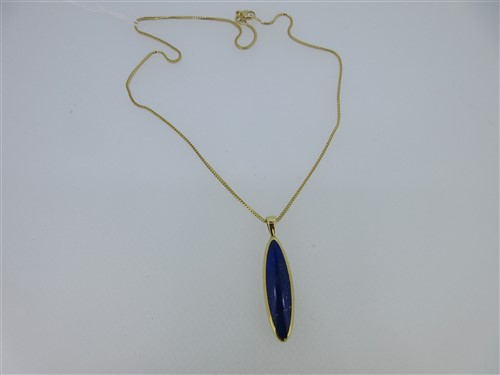 Lot 132 - A lapis lazuli and mother-of-pearl double sided pendant and chain cased by Cellini