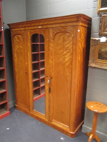 Lot 376 - A Satinwood Triple Wardrobe, 186cm W